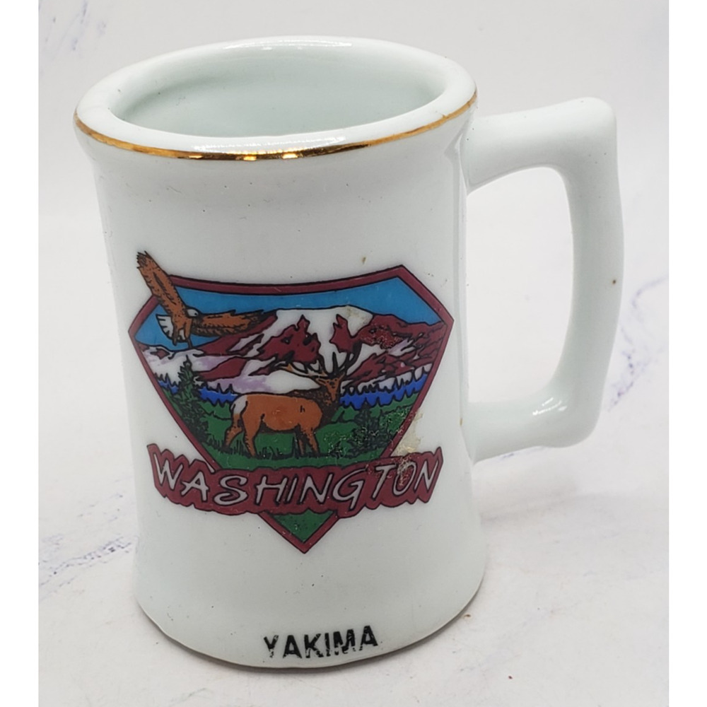Yakima Washington Nature Souvenir White Mini Mug Toothpick Holder Shot Glass